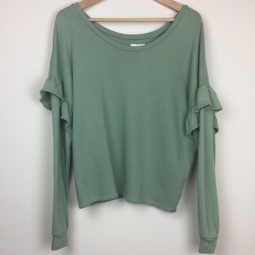 LUCKY BRAND Ruffle Sleeve Oversized Sweatshirt - Picture 4 of 7